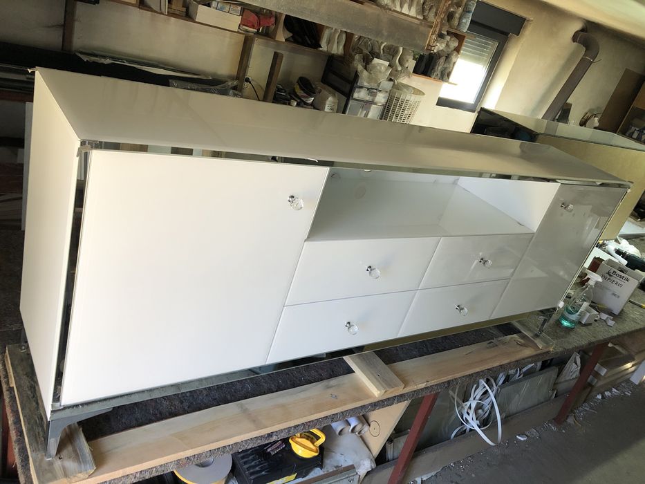 Komoda biala, lustro, lustrzana, glamour, ludwik chrom, Okazja!!!