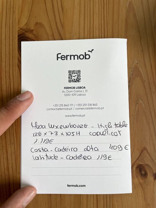 Pacote FERMOB (Mesa Luxembourg + Costa Cadeira Alta (4) + latitude cadeira (4))
