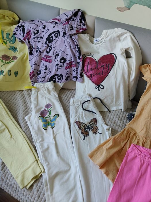 Paka ubranek dziewczęcych wójcik dres spodnie komplet sukienka leginsy
