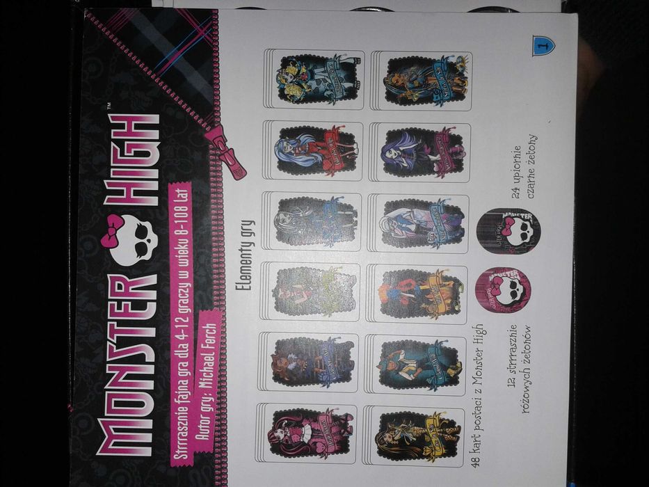 Gra karciana Monster High 48 kart postacie żetony