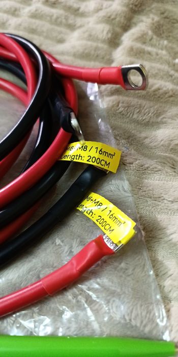 Кабелі 6 AWG 16mm' М8+М8 200 см.