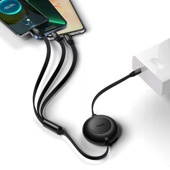 Baseus Kabel Zwijany 3W1 Usb - Micro Usb Do Lightning + Usb-C 1,1M