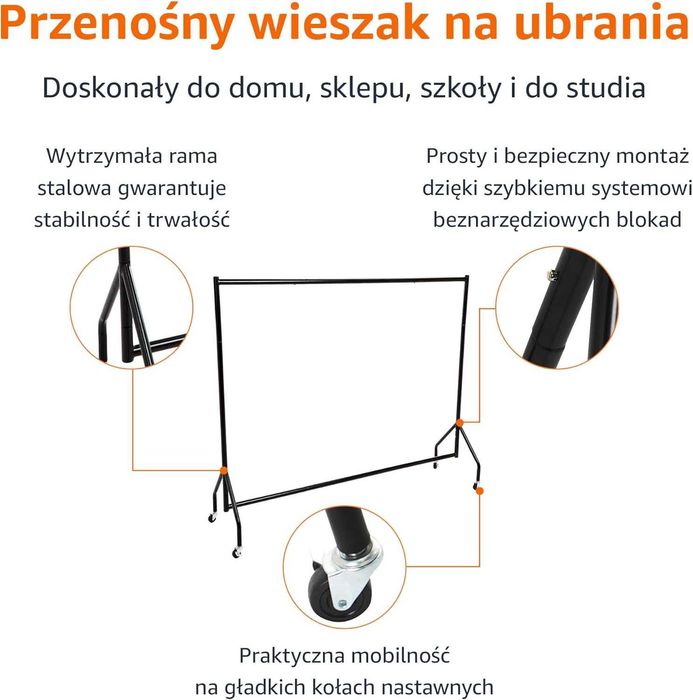 Amazon Basics  organizer do wieszania odzieży , czarny, 1.82 x 1.52 m