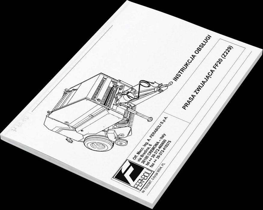 Instrukcja obsługi prasa Feraboli Sprinter 165