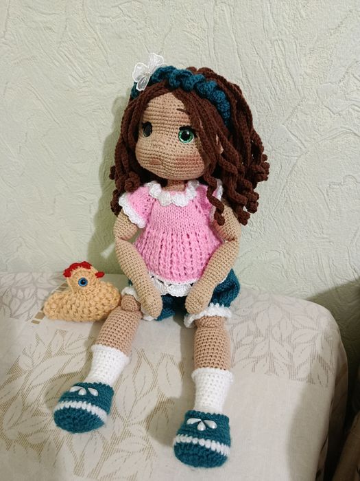 Подарок. Вязаная куколка Обнимашка. 39см. В'язана лялька