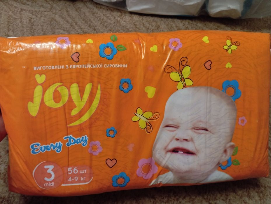 Підгузники подгузники Joy 3 midi 56 штук 4-9 кг / Ціна меньша