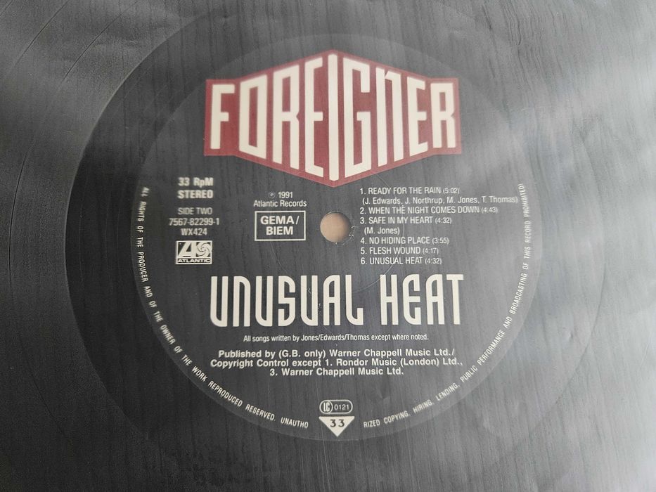 FOREIGNER Unusual Heat LP 1991 Super Stan i Odsłuch - First press
