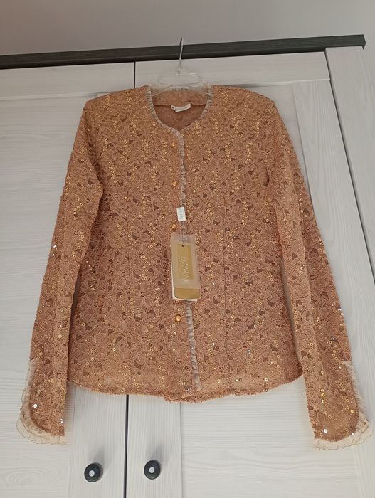 Cekinowa złota bluzka bolerko