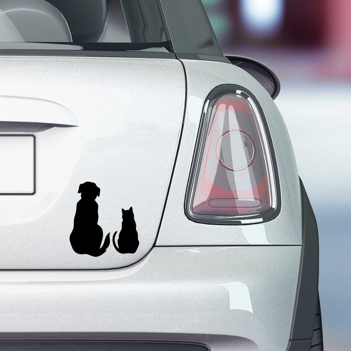 Naklejka na samochód szybę kask PIES I KOT - 10x10cm