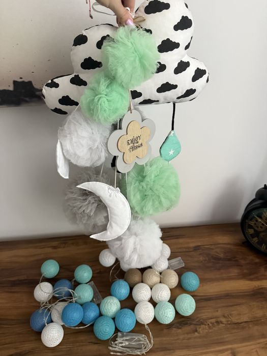 Zestaw dla dziecka, deko, cottonballs, pompony, zawieszka + gratis