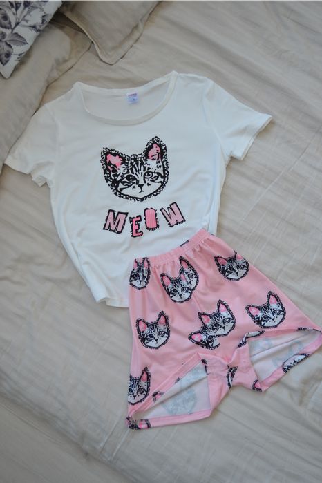 Піжама / піжама з котиком / шорти футболка