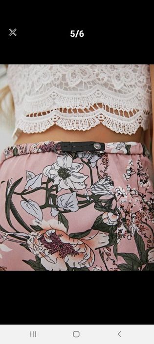 Kombinezon ciążowy ciąża kwiatowy boho koronka biały XL spodenki top