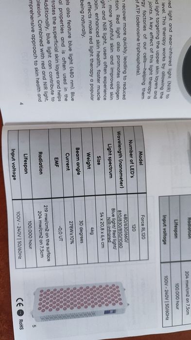 Painel Red Light Therapy LIROMA RL120 – 120 LEDs – Como Novo