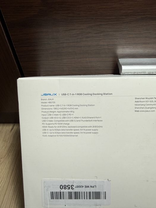 Stacja Dokująca / Chłodząca JSAUX USB-C 7w1 RGB ROG Ally oraz inne