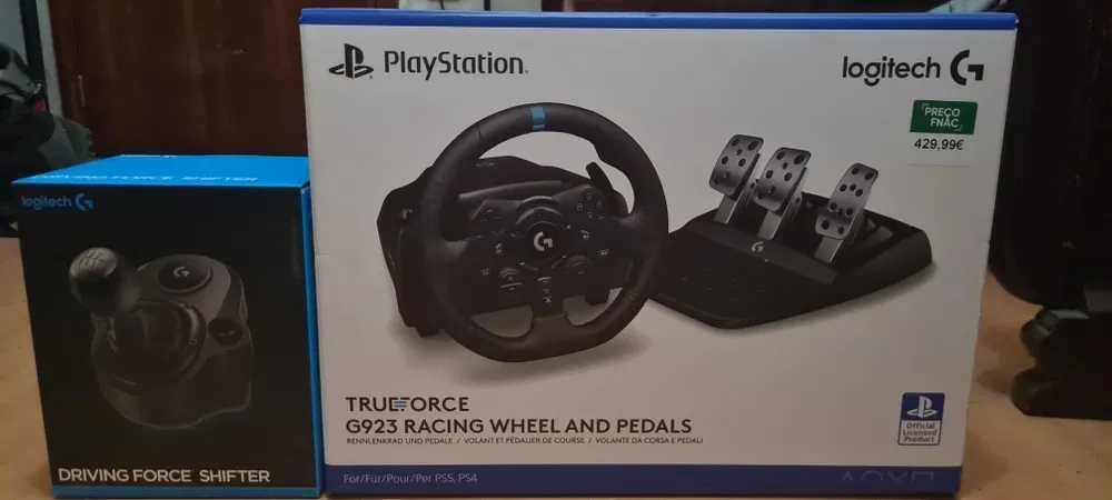 Volante Logitech G923 + Cambio manual *VERSÃO DE PS4/PS5 E PC*