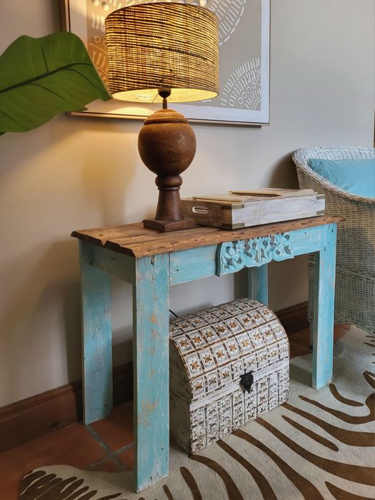 aparador, consola, mesa, azul, talha, rustico