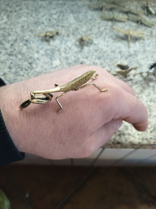 Modliszka z mosiądzu figurka