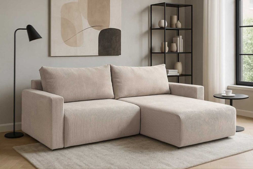 Narożnik Bergamo. Rogówka. Sprężyny bonell, pojemnik, automat, sztruks