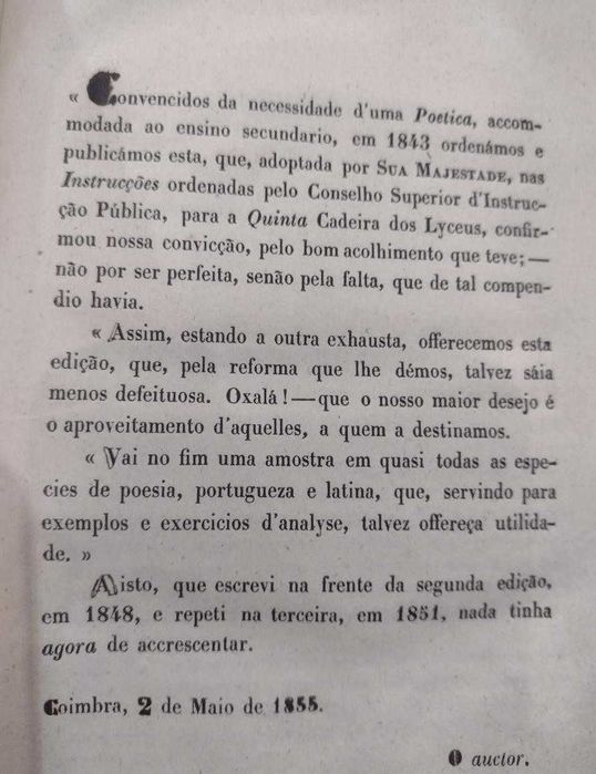 Poética para uso das Escholas por Bernardin J. da S. Carneiro 1855