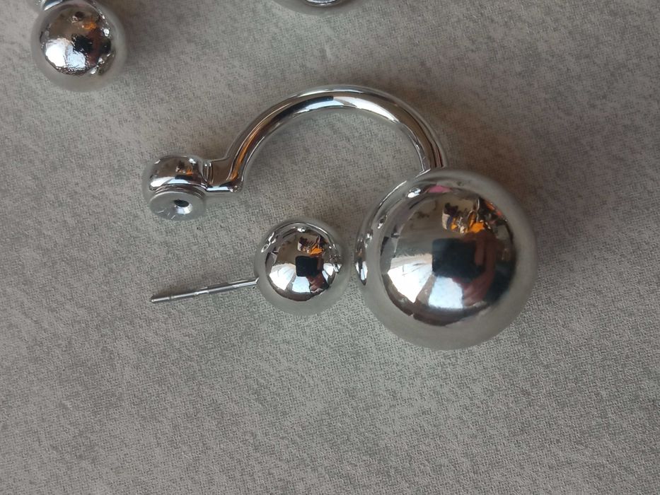 Kolczyki Sztyfty z perełkami Podwójne perełki Tribal Srebrne 1,5 cm