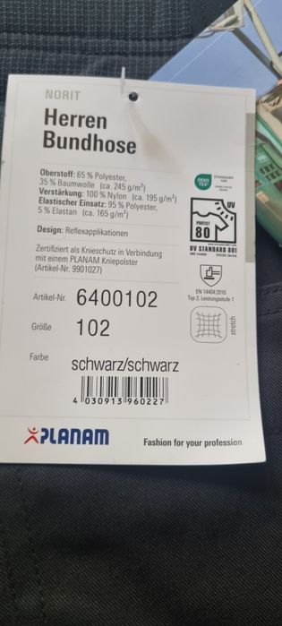 Spodnie robocze długie czarne Planam rozm L