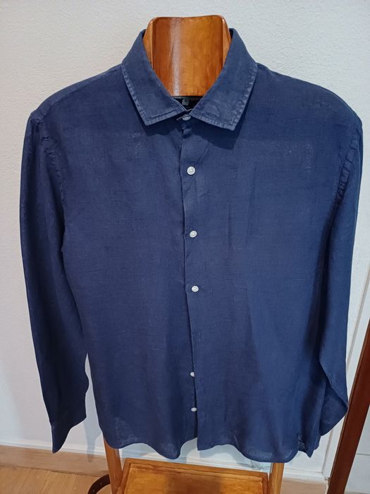 Camisa Azul Marinho 100% Linho Mr. Blue Mark Bellucci M