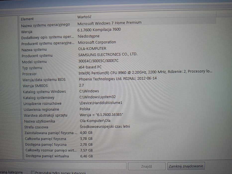Laptop Samsung NP300E5C Win 7 hdd 500gb 4gb ram