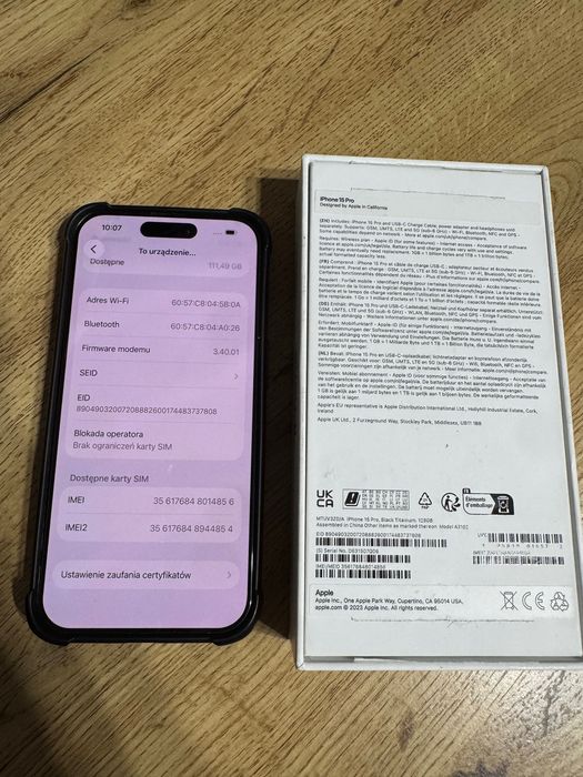 iPhone 15 Pro / Bateria 94% / Oryginał!!
