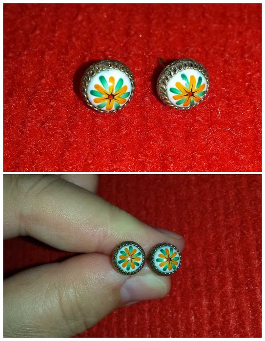 Серёжки СССР финифть серьги гвоздики пусеты