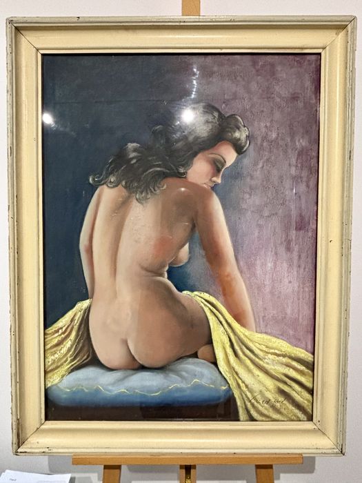 Kobiecy Akt Oryginalny obraz Pastela sygnowana Pál Fried  Paryż ca1950