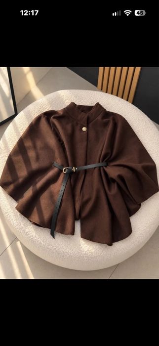 Elegancka peleryna ponczo w głębokim czekoladowym brązie + gratis !!!