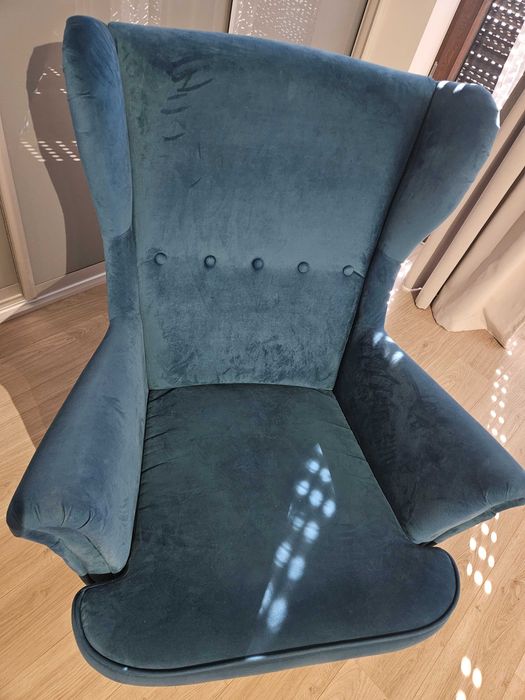Fotel uszak Strandmon turkusowy Ikea