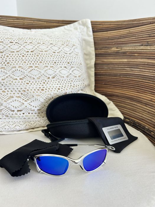 Óculos juliet prateados e azuis (metal)