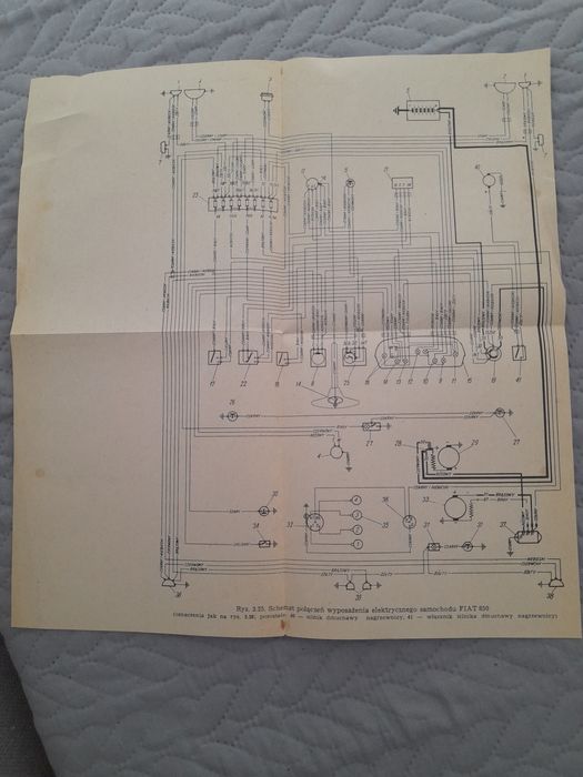 Fiat 850 schemat elektryczny stary oryginalny