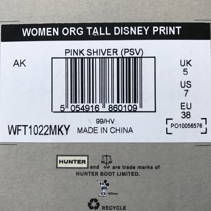 Różowe wysokie kalosze HUNTER Original Tall Disney Print Mickey Mouse