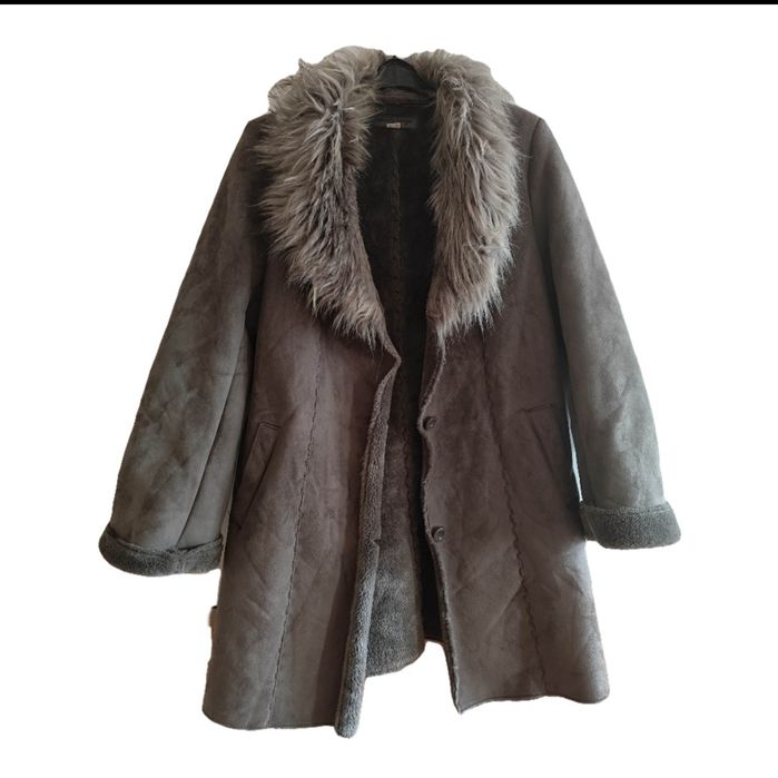 Kożuch damski z futerkiem spring winter jacket Eco faux fur coat luxur