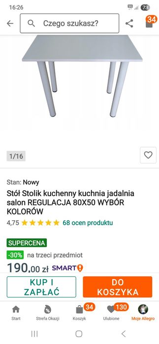 Maly stolik 50x80 nowy