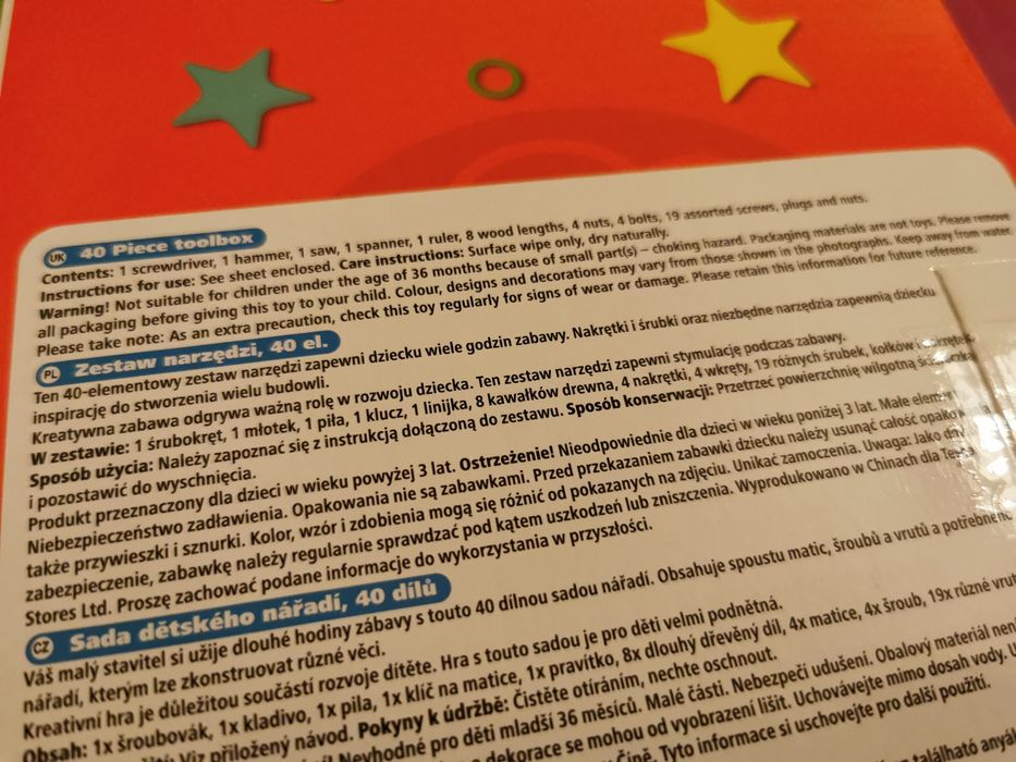 NOWY Drewniany zestaw narzędzi mały majsterkowicz 40 elementów