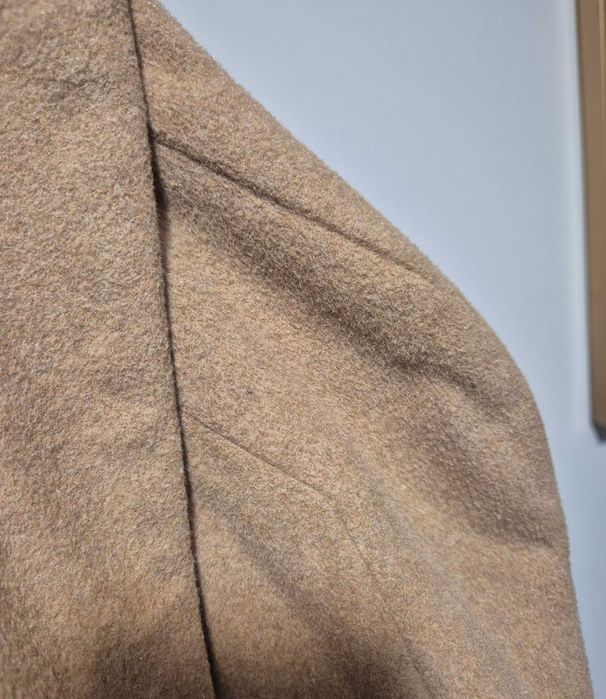 Ładny wełniany płaszcz Mango M, szlafrok, beżowy, wełna, duży kołnierz