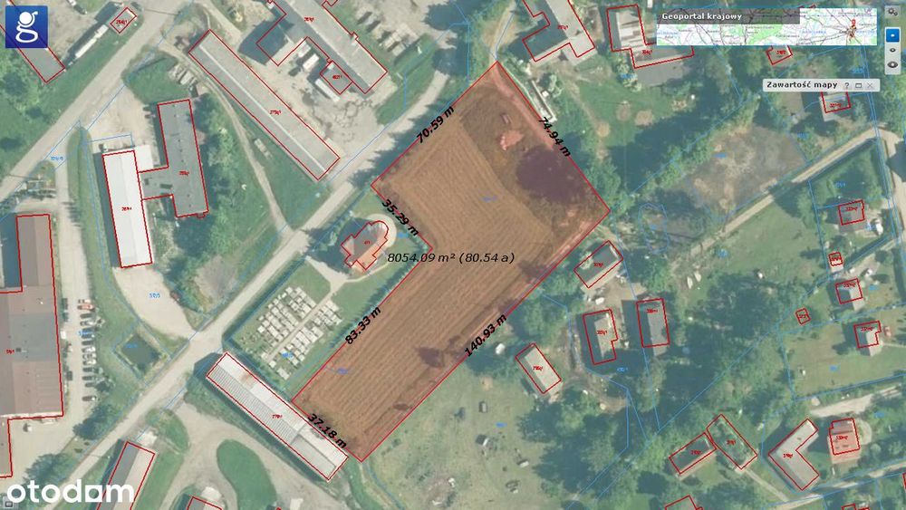 Działka przemysłowa 8146 m² z mediami