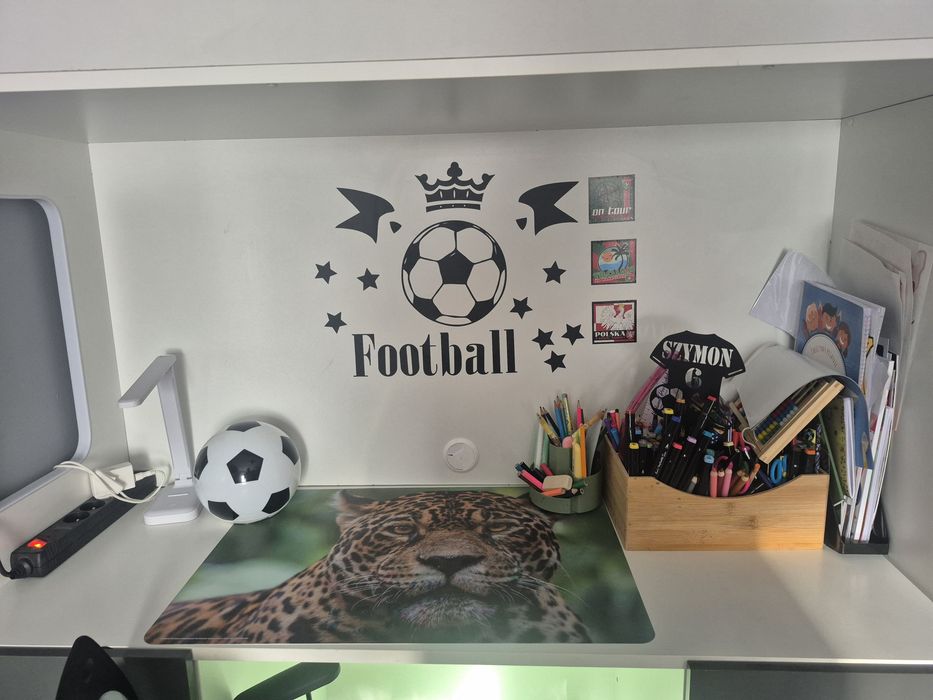 Lozko piętrowe z szafa i biurkiem plus schody