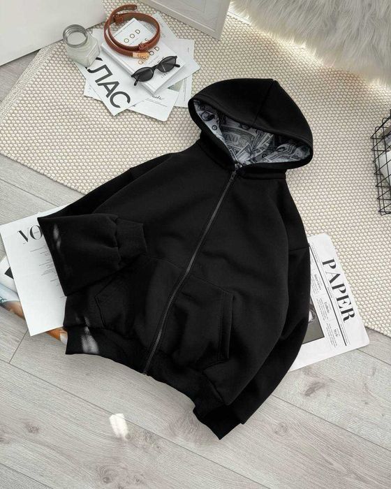 Вкорочене зіп худі оверсайз на флісі (Туреччина) свитшот світшот худи