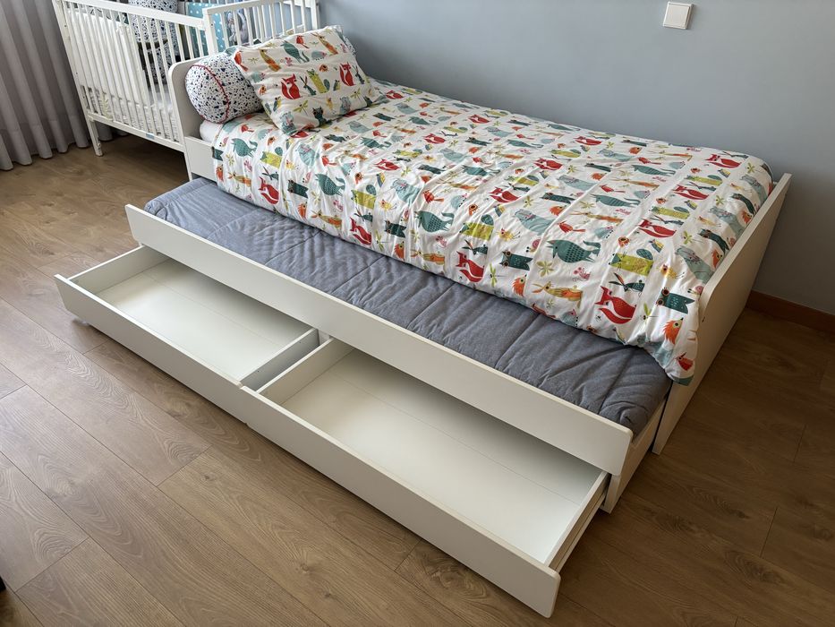 cama solteiro 90 x 200 com gavetão e gavetas de arrumação