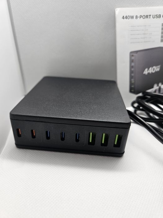Nowa ładowarka USB-C 440W – 8 portów | PD 100W | wtyczka UK