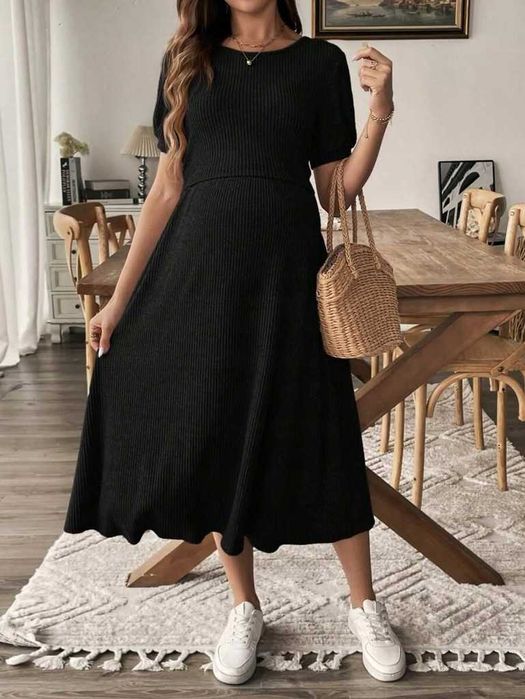 Czarna ciążowa sweterkowa sukienka damska rozmiar XL