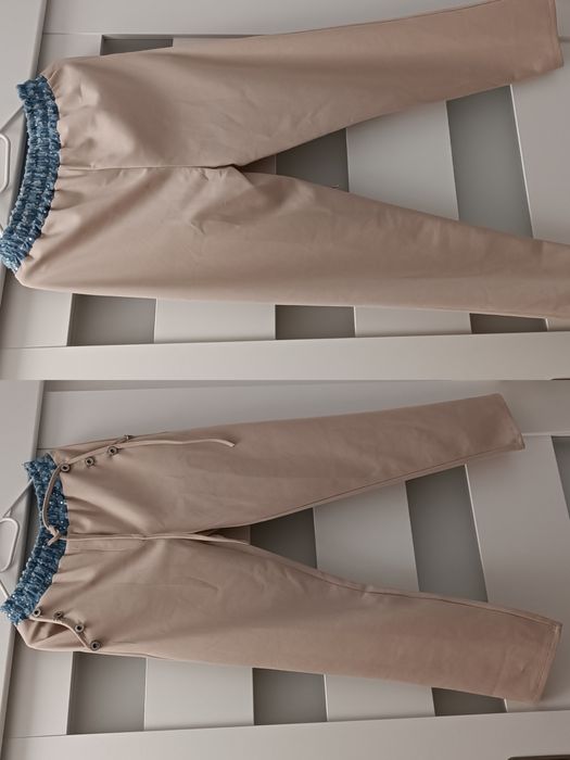 Dres uni na S M L masełko prążek jeans cekiny beż latte