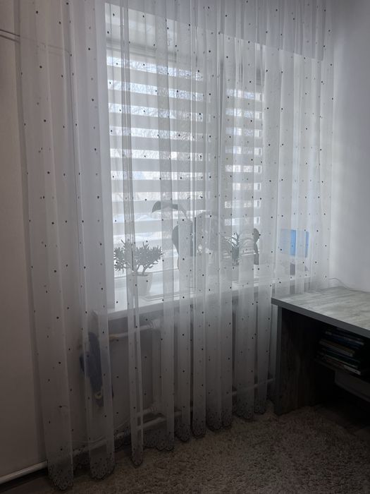 Тюль льон бамбук з сірим омбре