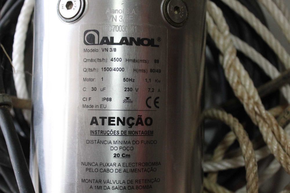 Bomba de Poço ALANOL 1.1KW + Balão 60L + Quadro