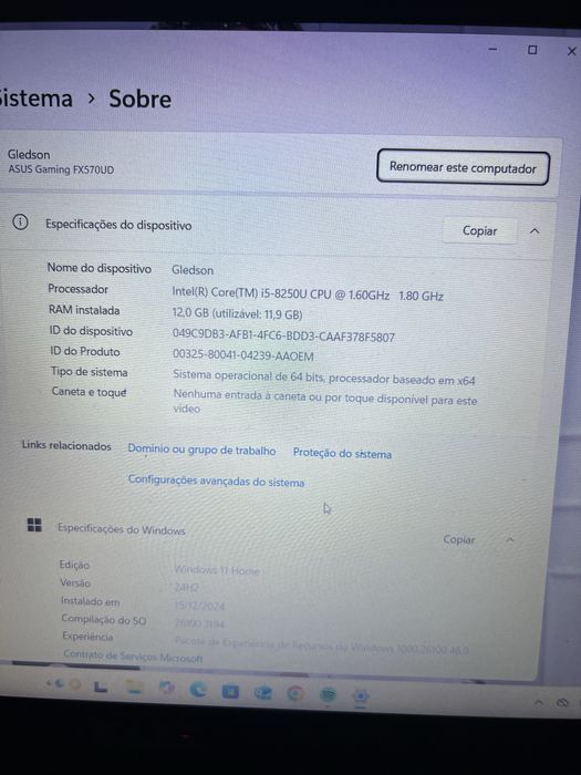 Asus FX570 usado + rato Hp