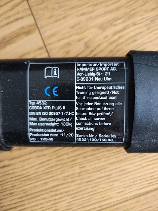 Wioślarz magnetyczny Hammer COBRA XTR PLUS II, Ergometr wioślarski